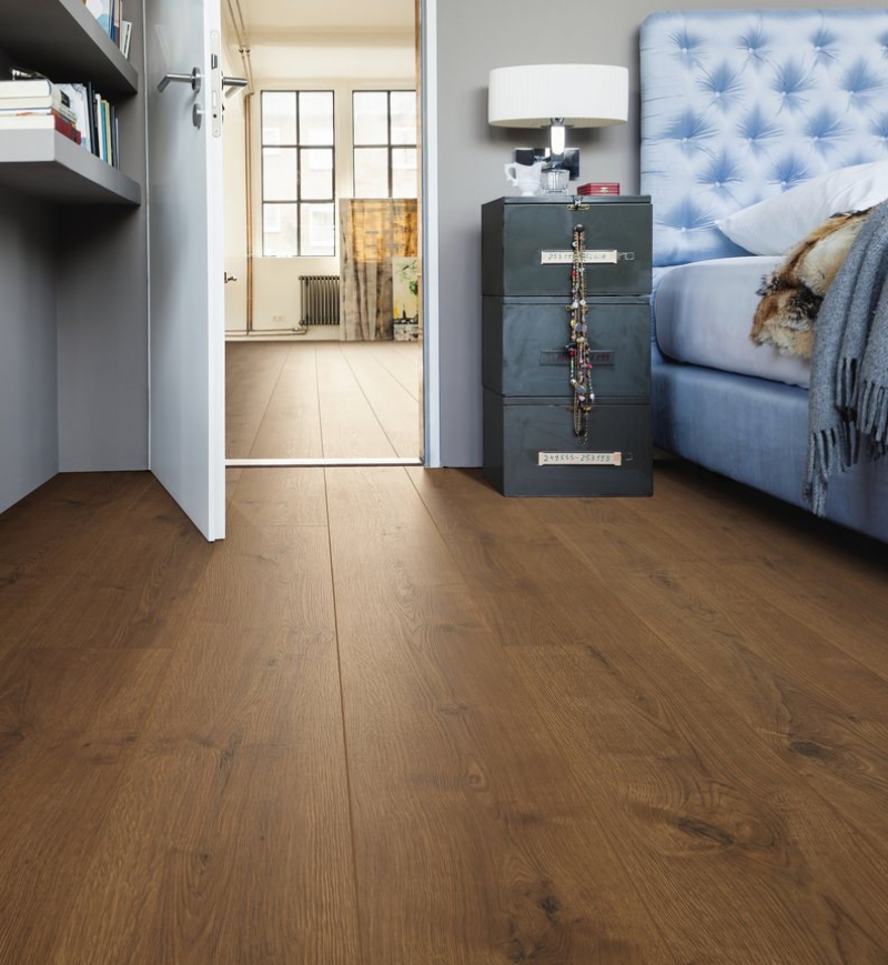 Sol Stratifié Chêne Portland Fumé Top Connect - Lot de 5,36m² | Collection Naples | Premibel Parquet