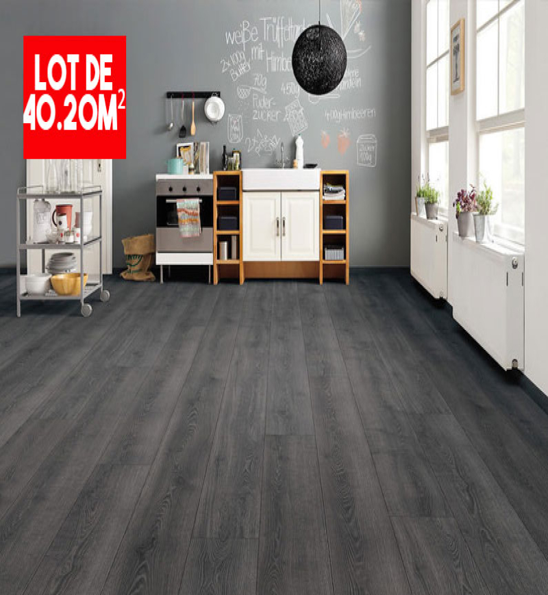 Sol Stratifié Chêne Contura Noir Authentic Top Connect - Lot de 40.20m² | Collection Naples | Premibel Parquet