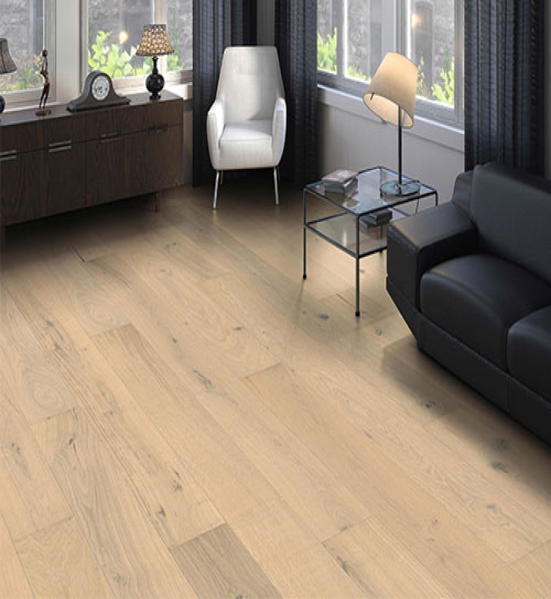 Parquet Planche Large Maxim Chêne Blanc Clair Sauvage Brossé | Accueil | Premibel Parquet