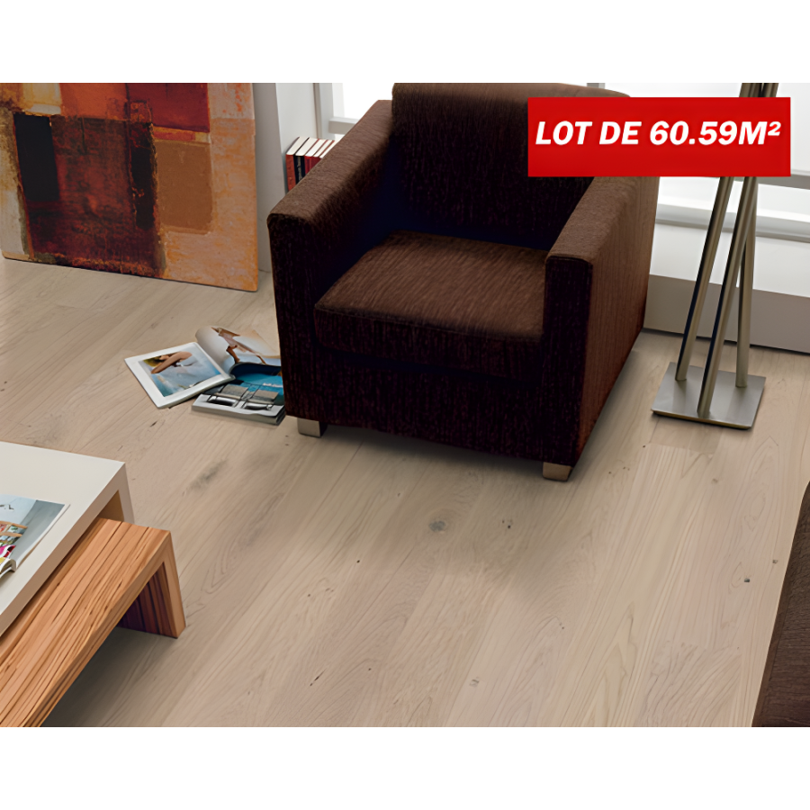 Parquet Flottant Chêne Antique Athéna Verni Brossé - Lot de 60,59m² | Lots de fin de série | Premibel Parquet